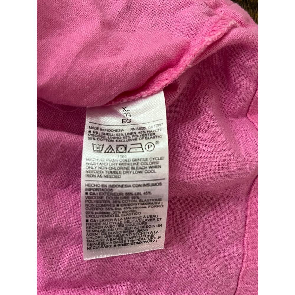 Old Navy Linen Blend Puff Sleeves Mini Dress Women Sz. XL Pink NWT - Picture 6 of 7